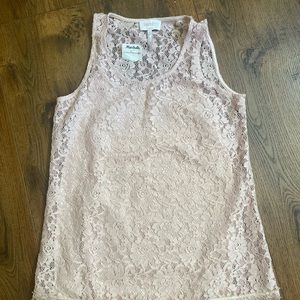 LAUNDRY~ sheer lace fairycore top w floral lace detailing lace tank top